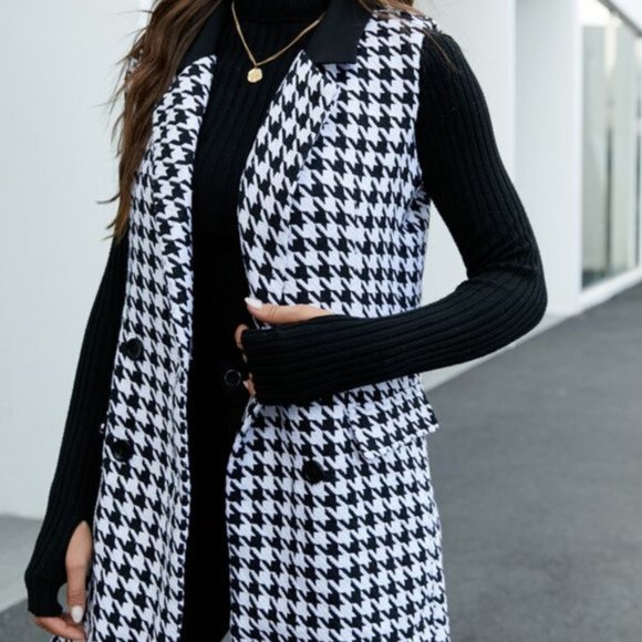 CHIC IN TWEED Hounds tooth Pattern button front - Picture 5 of 6